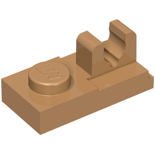 Plate Special 1 x 2, Top Clip [Split] (Medium Nougat)