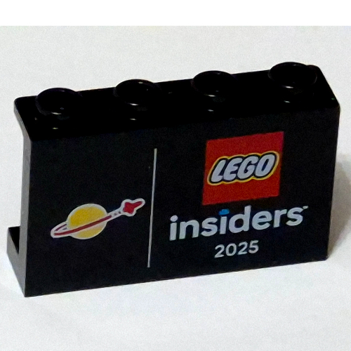 Panel 1 x 4 x 2 with Classic Space Logo, LEGO Logo, 'insiders 2025' Print (Black)