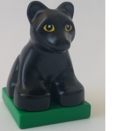 Duplo Animal Panther Cub on Green Base (Black)