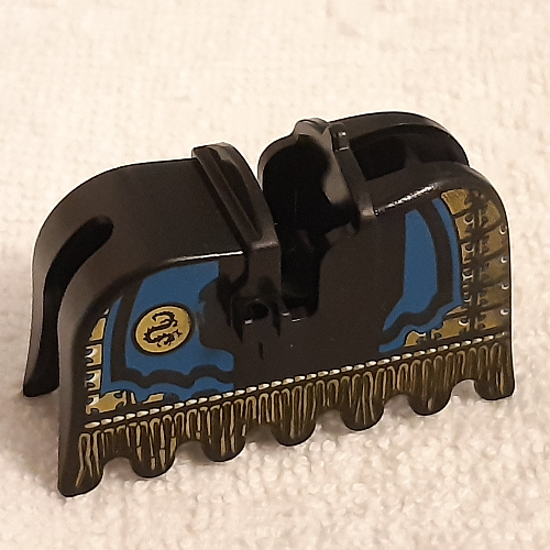 Animal / Creature Accessory, Horse Barding with Gold and Blue Print (Black)