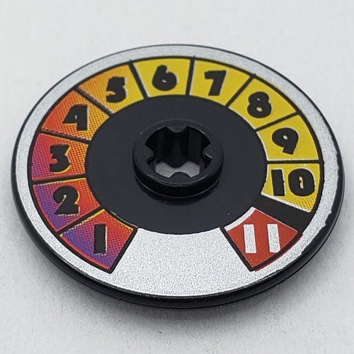 Technic Disc 3 x 3 with Numbers 1 to 11 Print (Black)
