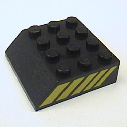 Brick Sloped 45° 4 x 4 with Yellow Stripe Print (Black)