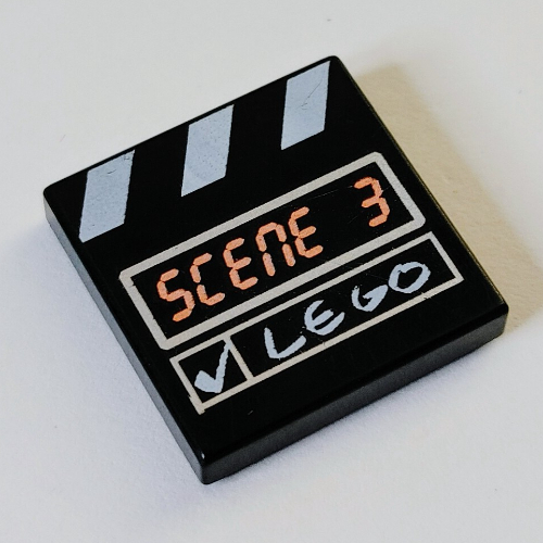Tile 2 x 2 with Scene 3 and White Stripes Clapperboard Print (Black)