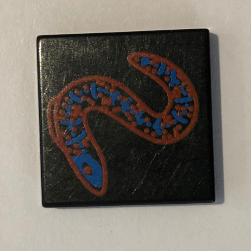 Tile 2 x 2 with Blue and Red Eel Print (Black)