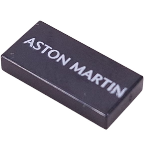 Tile 1 x 2 with White 'ASTON MARTIN' Print (Black)