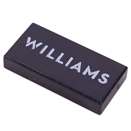 Tile 1 x 2 with White 'WILLIAMS' Print (Black)