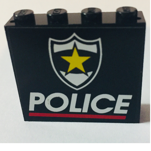 Panel 1 x 4 x 3 with Police Red Line and Yellow Star Badge Print (Black)
