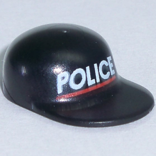 Hat / Cap Long Peak with 'POLICE' Red Line Print (Black)