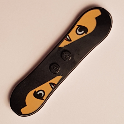 Sports Snowboard with Light Nougat Minifig Head Print, White Bottom (Black)