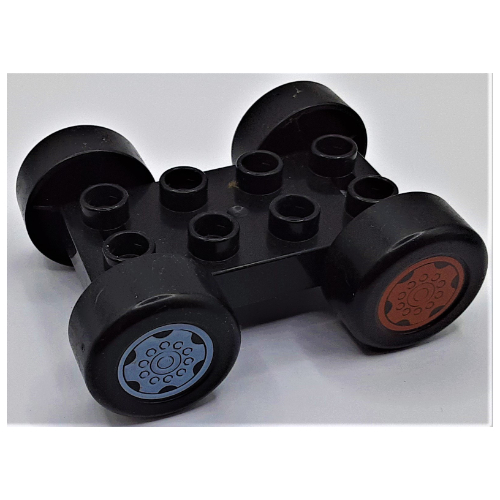 Duplo Car Base 2 x 4 with Black Tires and Dark Orange Sport and Light Bluish Gray Sport Wheels Print (Black)