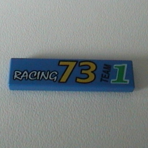 Tile 1 x 4 with Racing 73 Team 1 Print (Blue)