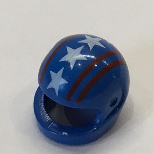 Helmet, Standard with Red Lines and White Stars Print (Blue)