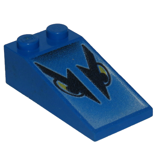 Brick Sloped 18° 4 x 2 with Two Eye Print (Blue)