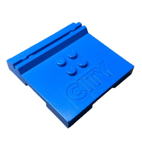 Plate Special 6 x 6 x 2/3 with 4 Studs and Embossed 'CITY' (Blue)