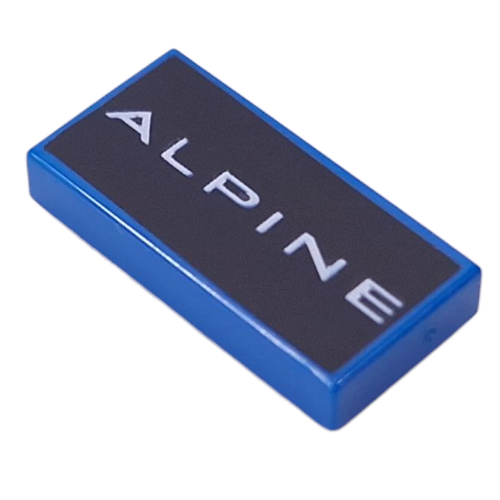 Tile 1 x 2 with White 'ALPINE' on Black Background Print (Blue)