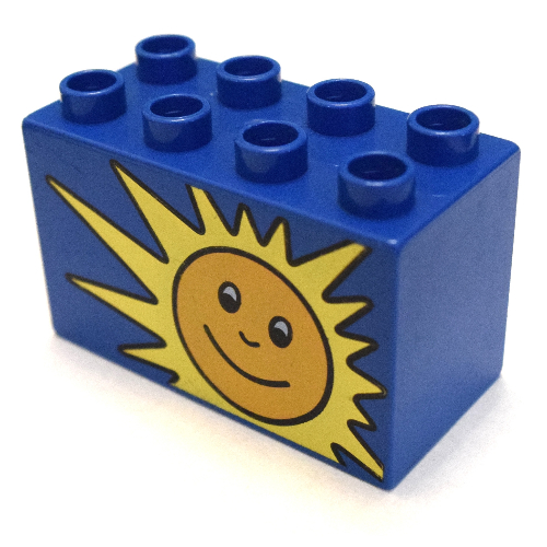 Duplo Brick 2 x 4 x 2 with Sun Print (Blue)