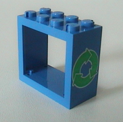 Window 2 x 4 x 3 Frame with Recycling Print (Blue)