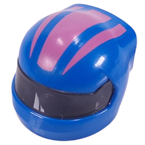 Helmet, Formula 1 with Trans-Black Visor Pattern and Dark Pink Stripes Print (Blue)