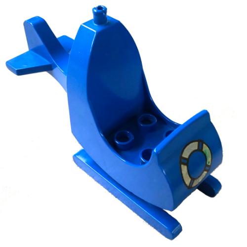 Duplo Helicopter Body with Fixed Skids and Life Preserver Print (Blue)
