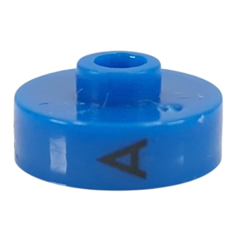 Pen Bead, Round Short, Flat Edge with 'A', 'J', 'T' Print (Blue)