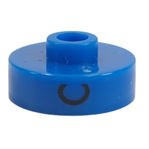 Pen Bead, Round Short, Flat Edge with 'C', '9', 'G' Print (Blue)