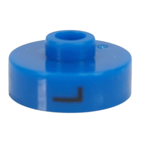 Pen Bead, Round Short, Flat Edge with 'L', '2', 'N' Print (Blue)
