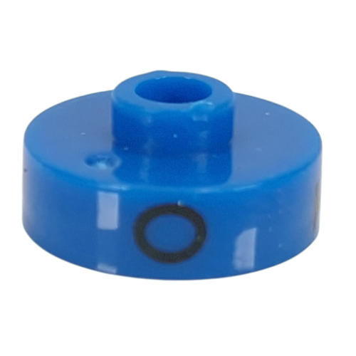 Pen Bead, Round Short, Flat Edge with 'O', 'T', 'Z' Print (Blue)