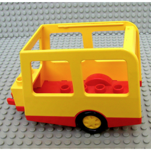 Duplo Camer van / Caravan / Trailer with Black Wheels (Yellow)