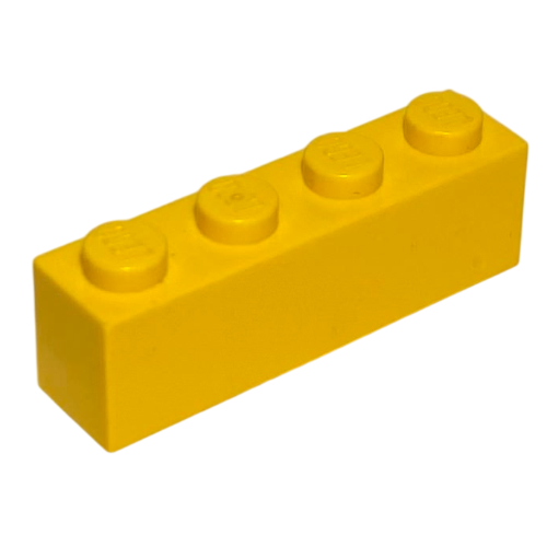 Brick 1 x 4 with Bottom Tubes, Lowered Center Cross Support (Yellow)