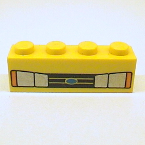 Brick 1 x 4 with Car Headlights and Blue Oval Print (Yellow)