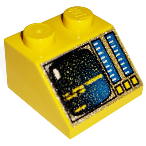 Brick Sloped 45° 2 x 2 with Dark Screen and Blue Controls Print (Aquazone Hydronauts) (Yellow)