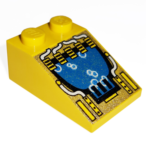 Brick Sloped 33° 3 x 2 with Divers Bubbles Print (Yellow)