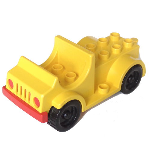 Duplo Car with 2 x 4 Studs Bed and Running Boards (Yellow)