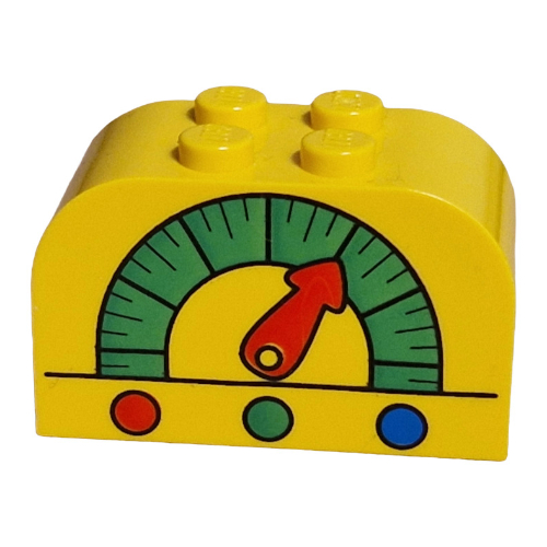 Brick Curved 2 x 4 x 2 Double with Gas Gauge Print (Yellow)