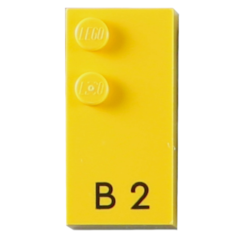 Braille Brick 2 x 4 with 2 Studs ⠃ and 'B 2' Print (Yellow)