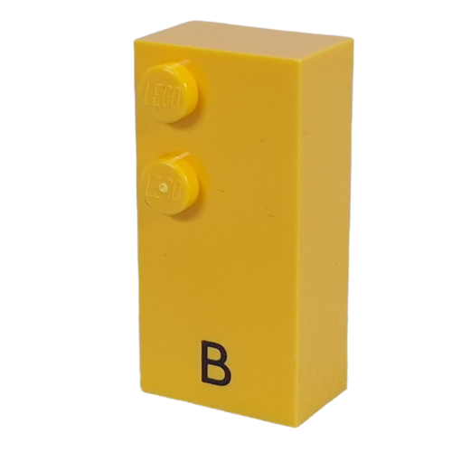 Braille Brick 2 x 4 with 2 Studs ⠃ and 'B' Print (Yellow)