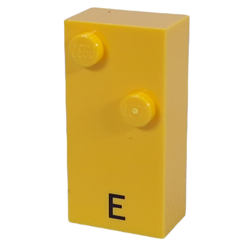 Braille Brick 2 x 4 with 2 Studs ⠑ and 'E' Print (Yellow)