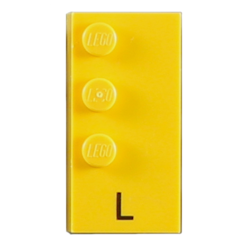 Braille Brick 2 x 4 with 3 Studs ⠇and 'L' Print (Yellow)