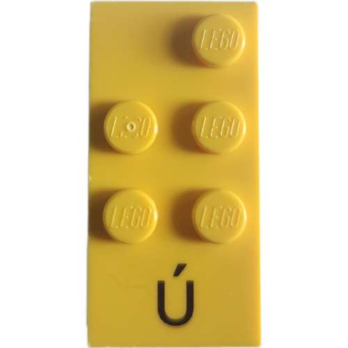 Braille Brick 2 x 4 with 5 Studs ⠾ and 'Ú' Print (Yellow)