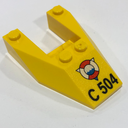 Brick Wedged, Sloped 6 x 4 Cutout, No Stud Notches with 'C 504' Print (Yellow)