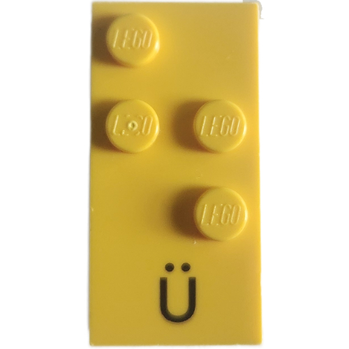 Braille Brick 2 x 4 with 4 Studs ⠳ and 'Ü' Print (Yellow)