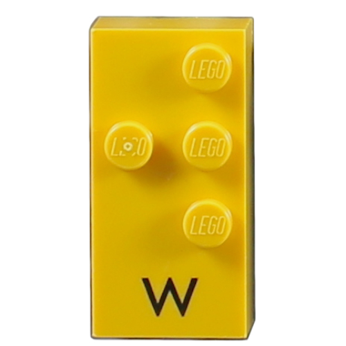 Braille Brick 2 x 4 with 4 Studs ⠺ and 'W' Print (Yellow)