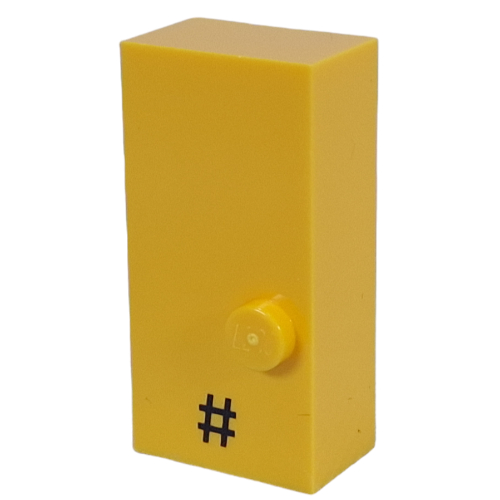 Braille Brick 2 x 4 with 1 Stud ⠠ and '#' Print (Yellow)