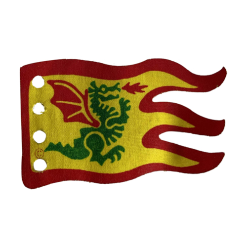 Flag 8 x 5 Wave with Red Border and Green Dragon Print (Yellow)