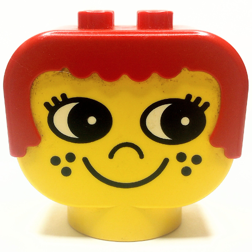 Duplo Head Brick with Red Hair and Freckles (Yellow)