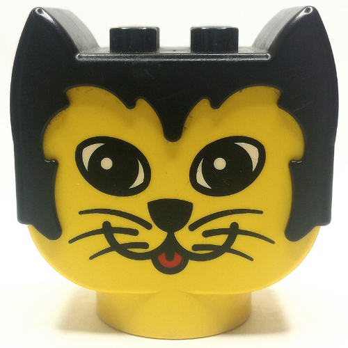 Duplo Animal Head Cat, Oblong Eyes (Yellow)