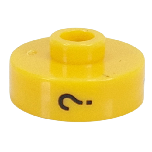 Pen Bead, Round Short, Flat Edge with '?', '!', '&' Print (Yellow)