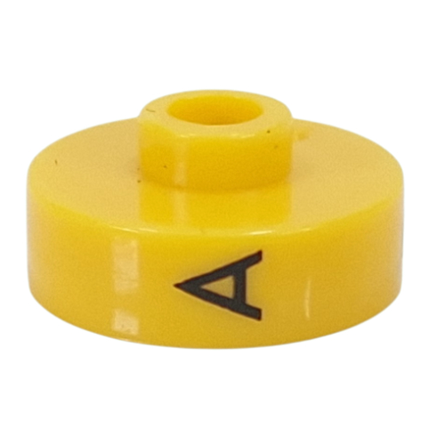 Pen Bead, Round Short, Flat Edge with 'A', 'R', 'V' Print (Yellow)