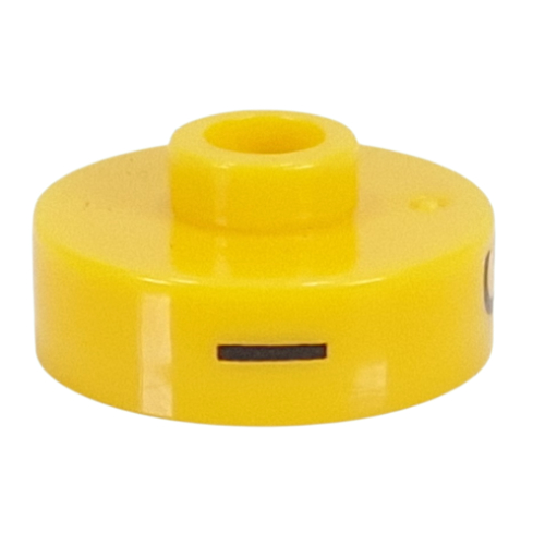 Pen Bead, Round Short, Flat Edge with 'I', 'G', 'X' Print (Yellow)