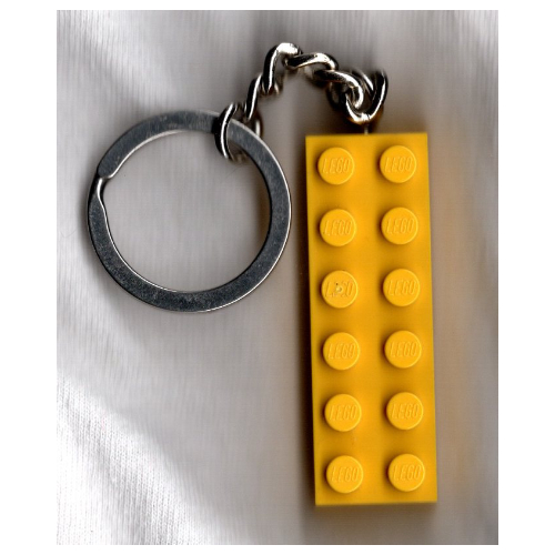 Key Chain, Chrome Chain and Ring with 2 x 6 Brick (Yellow)